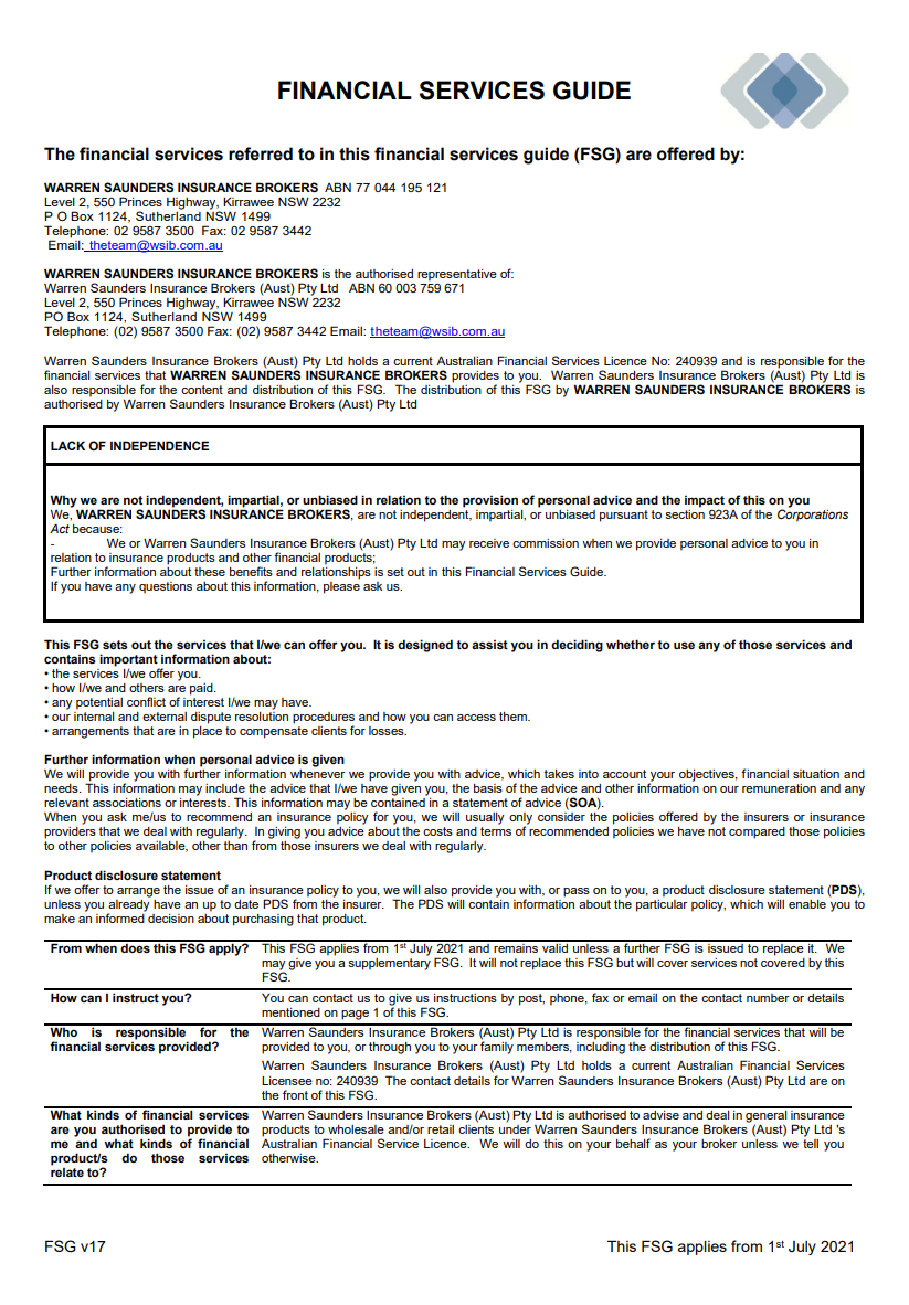 FSG Warren Saunders Insurance Brokers